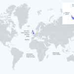 Map of countries using British pound - A global map highlighting the countries that officially use the British pound