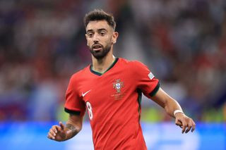 Portugal Euro 2024 squad Bruno Fernandes of Portugal in action during the UEFA EURO 2024 round of 16 match between Portugal and Slovenia at Frankfurt Arena on July 1, 2024 in Frankfurt am Main, Germany. (Photo by Simon Stacpoole/Offside/Offside via Getty Images)