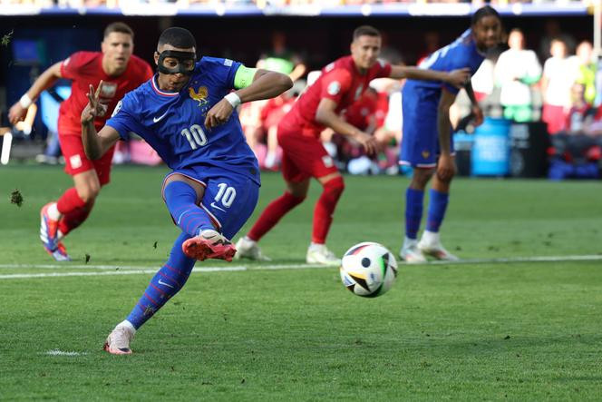 Kylian Mbappé penalty goal against Poland during Euro 2024 Group D match in Dortmund