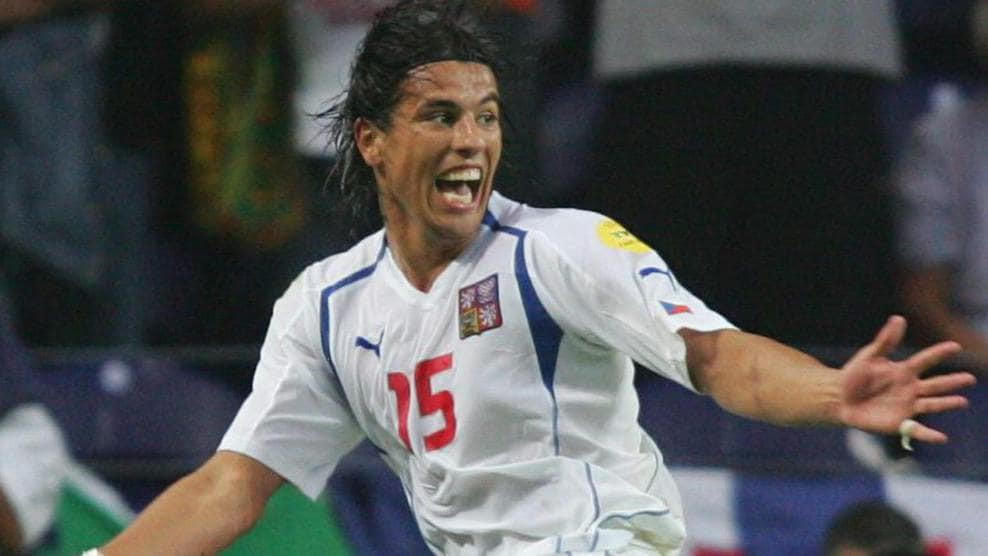 Milan Baroš celebrating a goal at UEFA Euro 2004