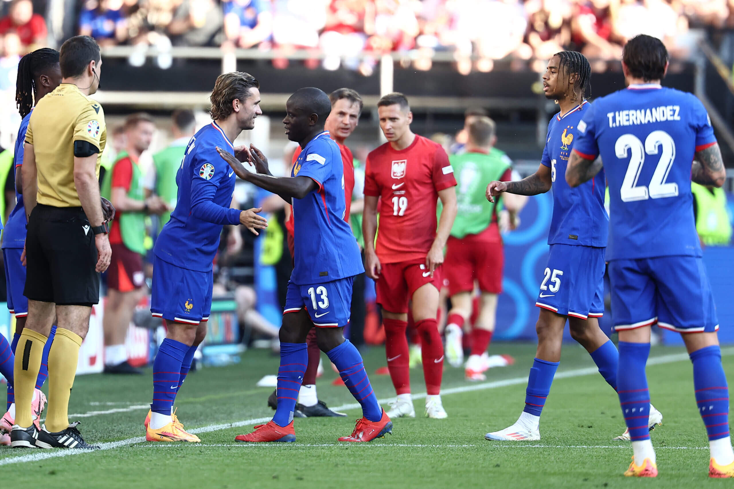 N'Golo Kante substituted for Antoine Griezmann during France vs Poland Euro 2024 match