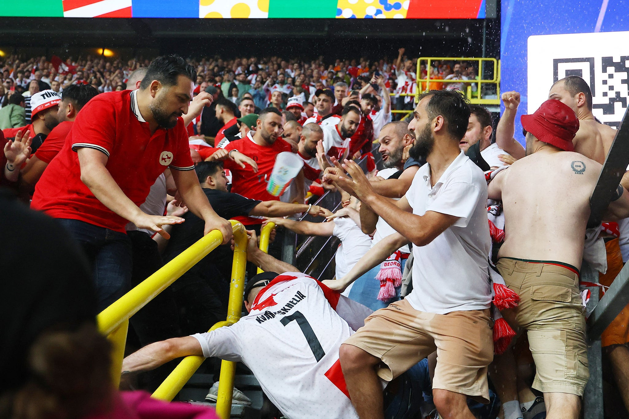 Turkey and Georgia fans clash in stadium stands before Euro 2024 match