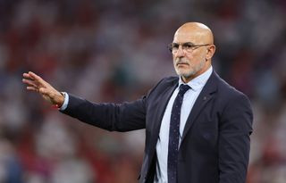 Spain Euro 2024 squad Luis de la Fuente, Head Coach of Spain, gestures during the UEFA EURO 2024 Semi-Final match between Spain and France