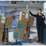 Medical supplies destined for Ukraine being transported by local physician Maria Dzierzko-Trojanowska to partners in Poland