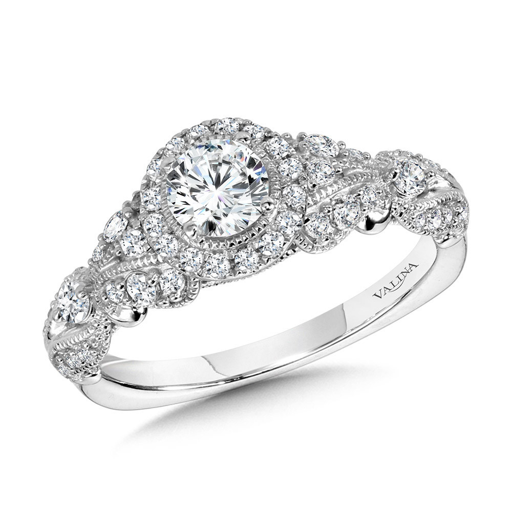 Valina Vintage Halo Engagement Ring - R1168W