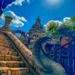 Pirates of the Caribbean ride at Disneyland Paris with a focus on the detailed animatronics and set design.