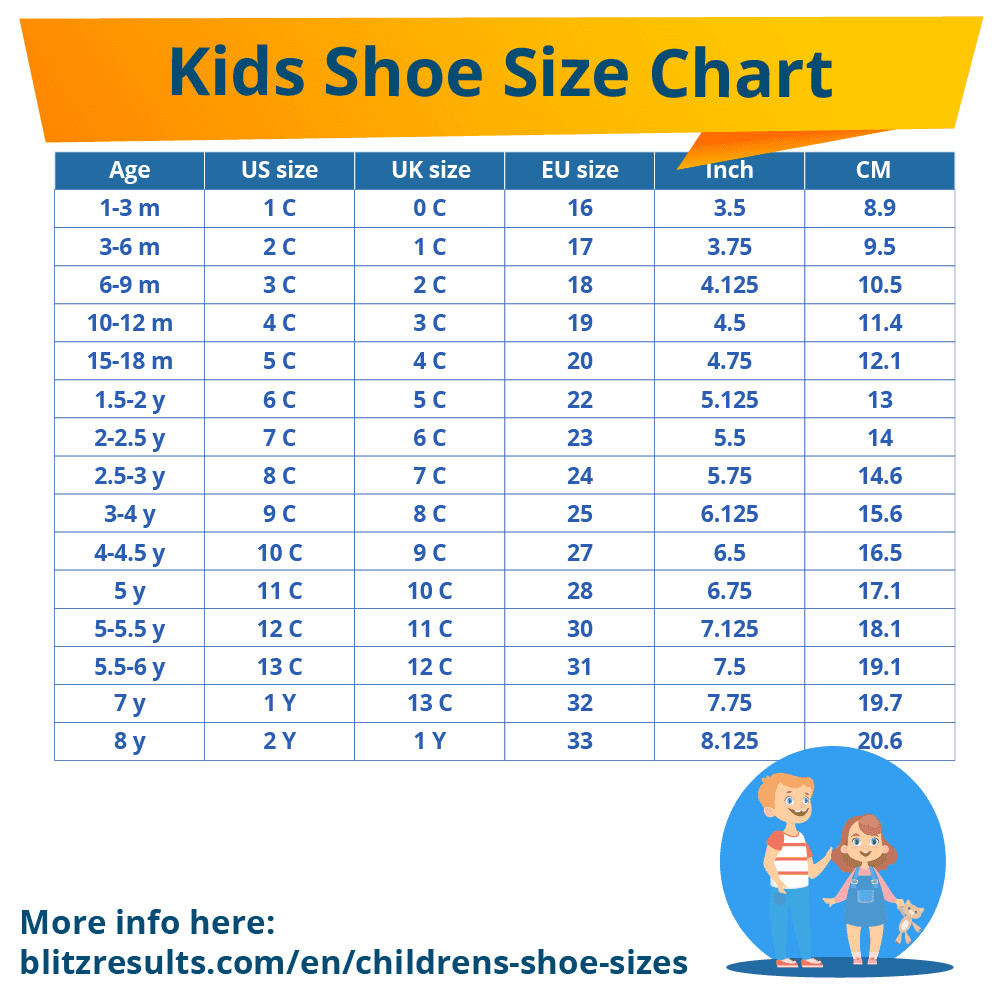 Kids Shoe Size Chart US