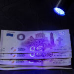 genuine 0 euro banknote souvenir under uv light