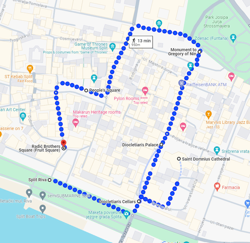 Diocletian's Palace in Split, showcasing historical landmarks.