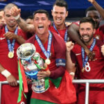 Cristiano Ronaldo lifts the trophy after Portugal’s 2016 triumph